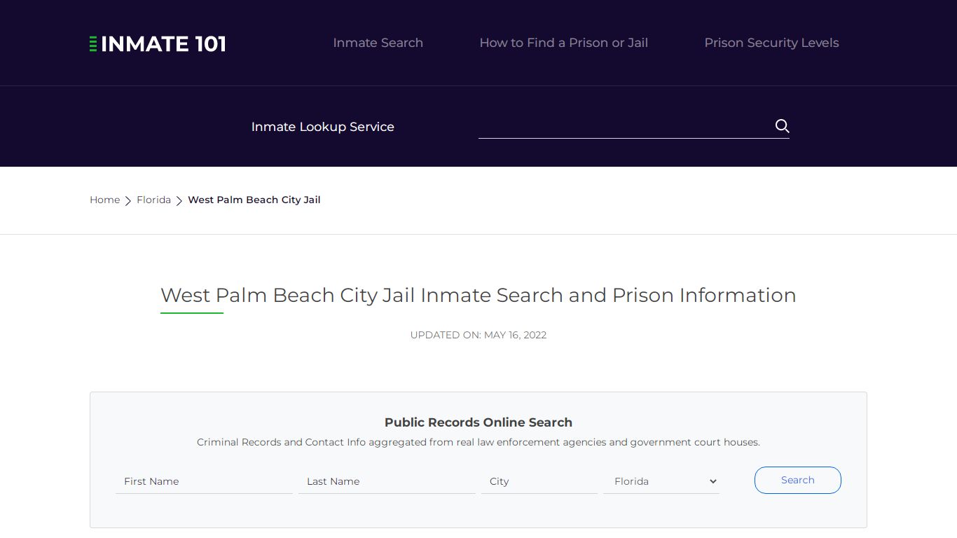 West Palm Beach City Jail Inmate Search, Visitation, Phone ...